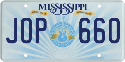 MS license plate JOP660