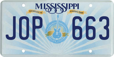 MS license plate JOP663