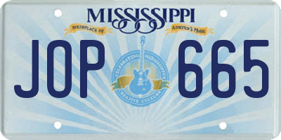 MS license plate JOP665