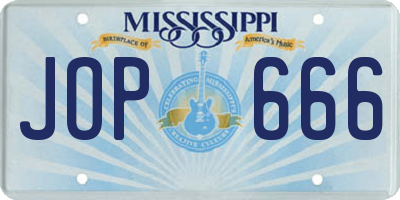 MS license plate JOP666