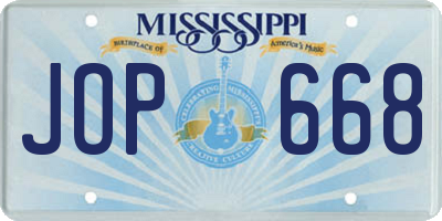 MS license plate JOP668