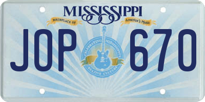 MS license plate JOP670