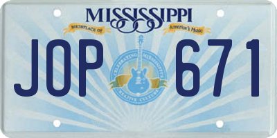 MS license plate JOP671