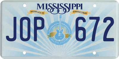 MS license plate JOP672
