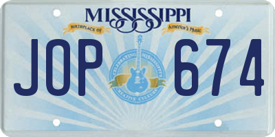 MS license plate JOP674