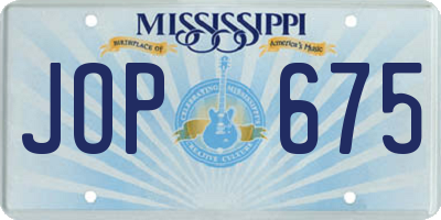 MS license plate JOP675