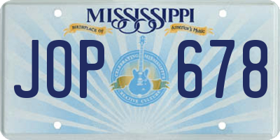 MS license plate JOP678