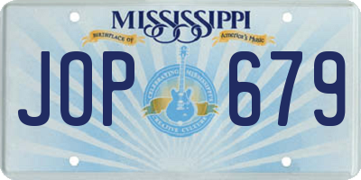 MS license plate JOP679