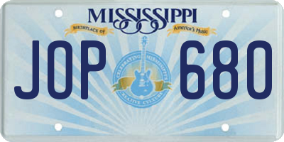 MS license plate JOP680