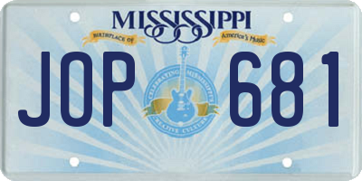 MS license plate JOP681