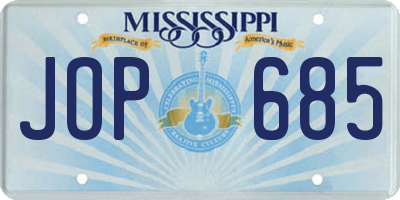 MS license plate JOP685