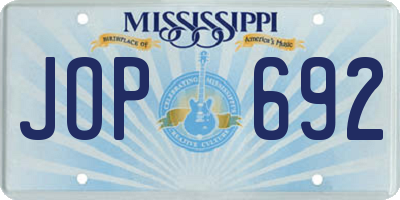 MS license plate JOP692