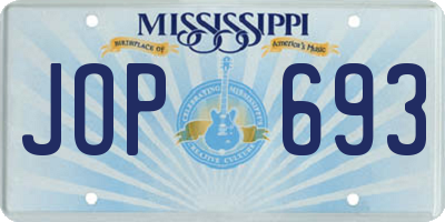 MS license plate JOP693