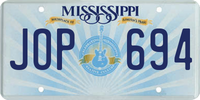 MS license plate JOP694