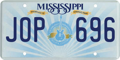 MS license plate JOP696