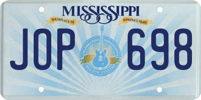 MS license plate JOP698
