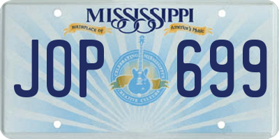 MS license plate JOP699
