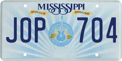 MS license plate JOP704