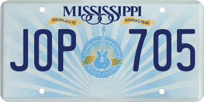 MS license plate JOP705