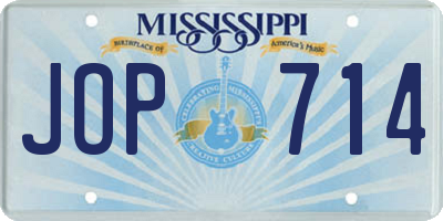 MS license plate JOP714