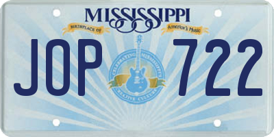 MS license plate JOP722