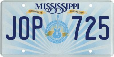 MS license plate JOP725