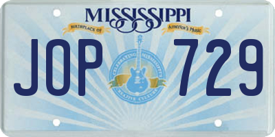 MS license plate JOP729