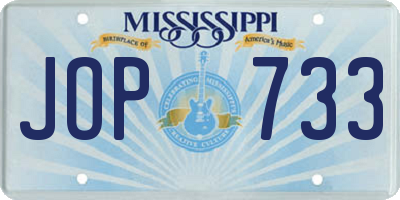 MS license plate JOP733