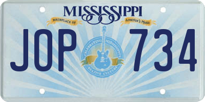 MS license plate JOP734