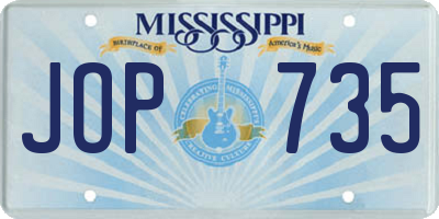 MS license plate JOP735