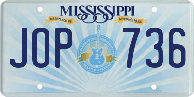 MS license plate JOP736