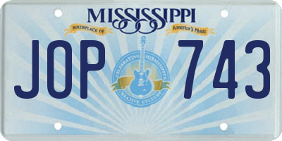 MS license plate JOP743
