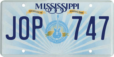 MS license plate JOP747
