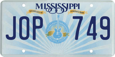 MS license plate JOP749