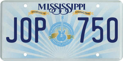 MS license plate JOP750