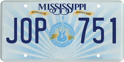MS license plate JOP751