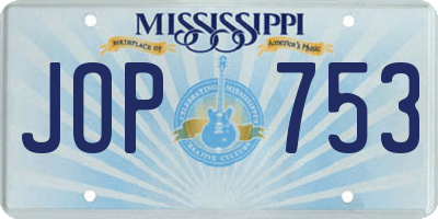 MS license plate JOP753