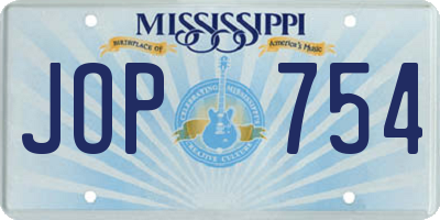 MS license plate JOP754