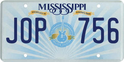 MS license plate JOP756