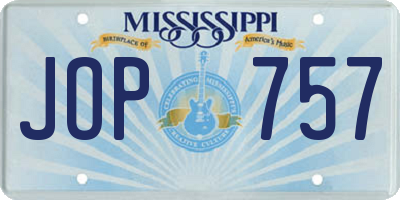 MS license plate JOP757