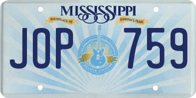 MS license plate JOP759