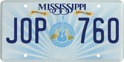 MS license plate JOP760