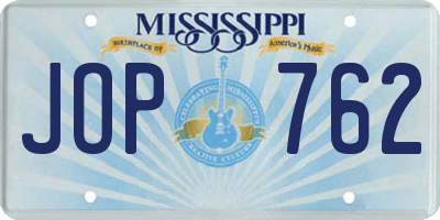 MS license plate JOP762