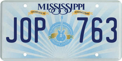 MS license plate JOP763