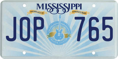 MS license plate JOP765