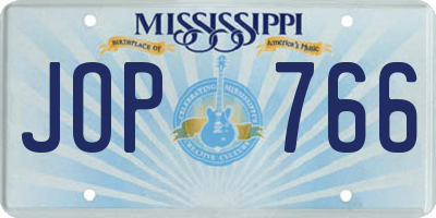 MS license plate JOP766