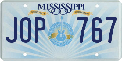 MS license plate JOP767