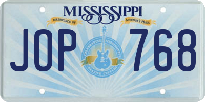 MS license plate JOP768