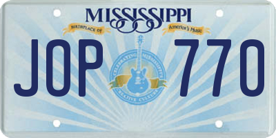 MS license plate JOP770