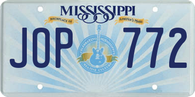 MS license plate JOP772
